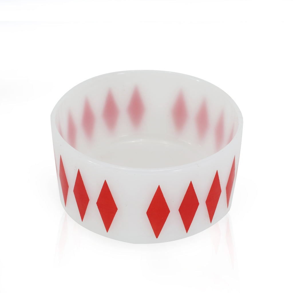 Small White Dish with Red Diamonds (A+D)