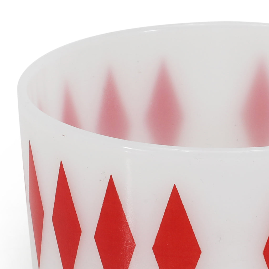 Small White Dish with Red Diamonds (A+D)