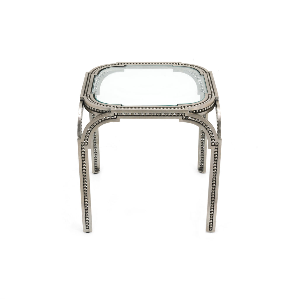 Forged Pearl Steel / Glass Side Table