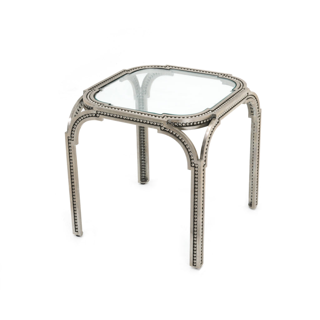Forged Pearl Steel / Glass Coffee Table