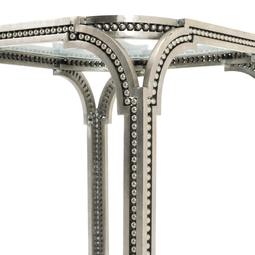 Forged Pearl Steel / Glass Side Table