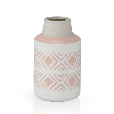 White & Pink Ceramic Vase (A+D)