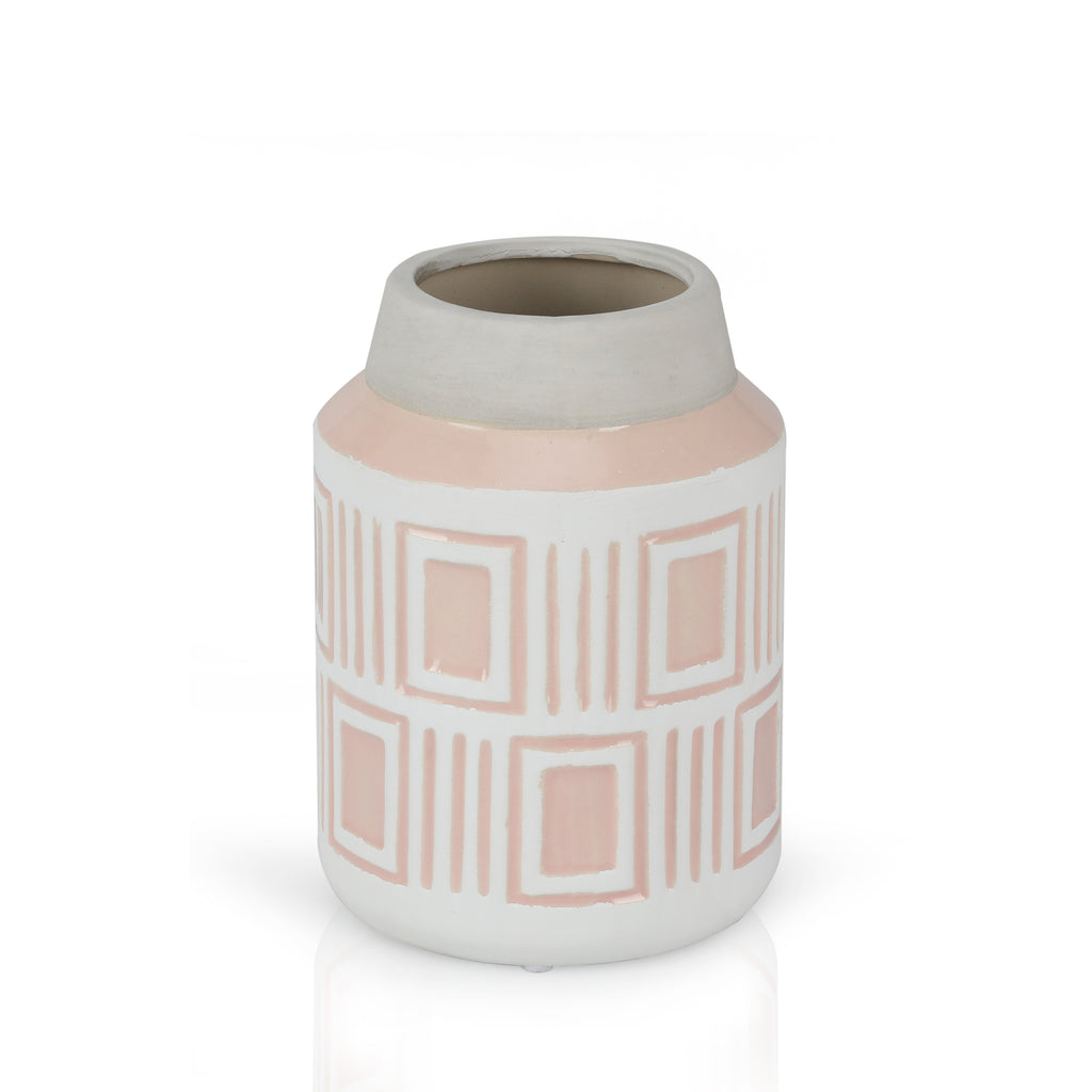 White & Pink Ceramic Vase (A+D)
