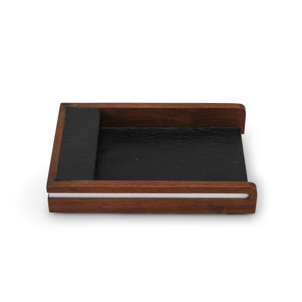 Small Wood / Leather Notepad Tray