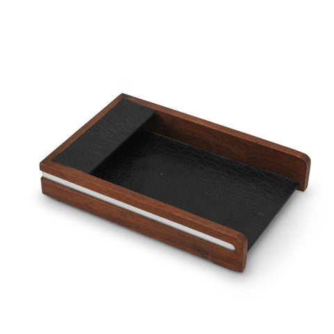 Small Wood / Leather Notepad Tray