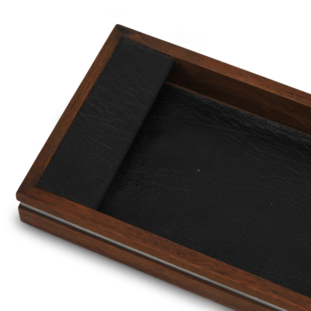 Small Wood / Leather Notepad Tray