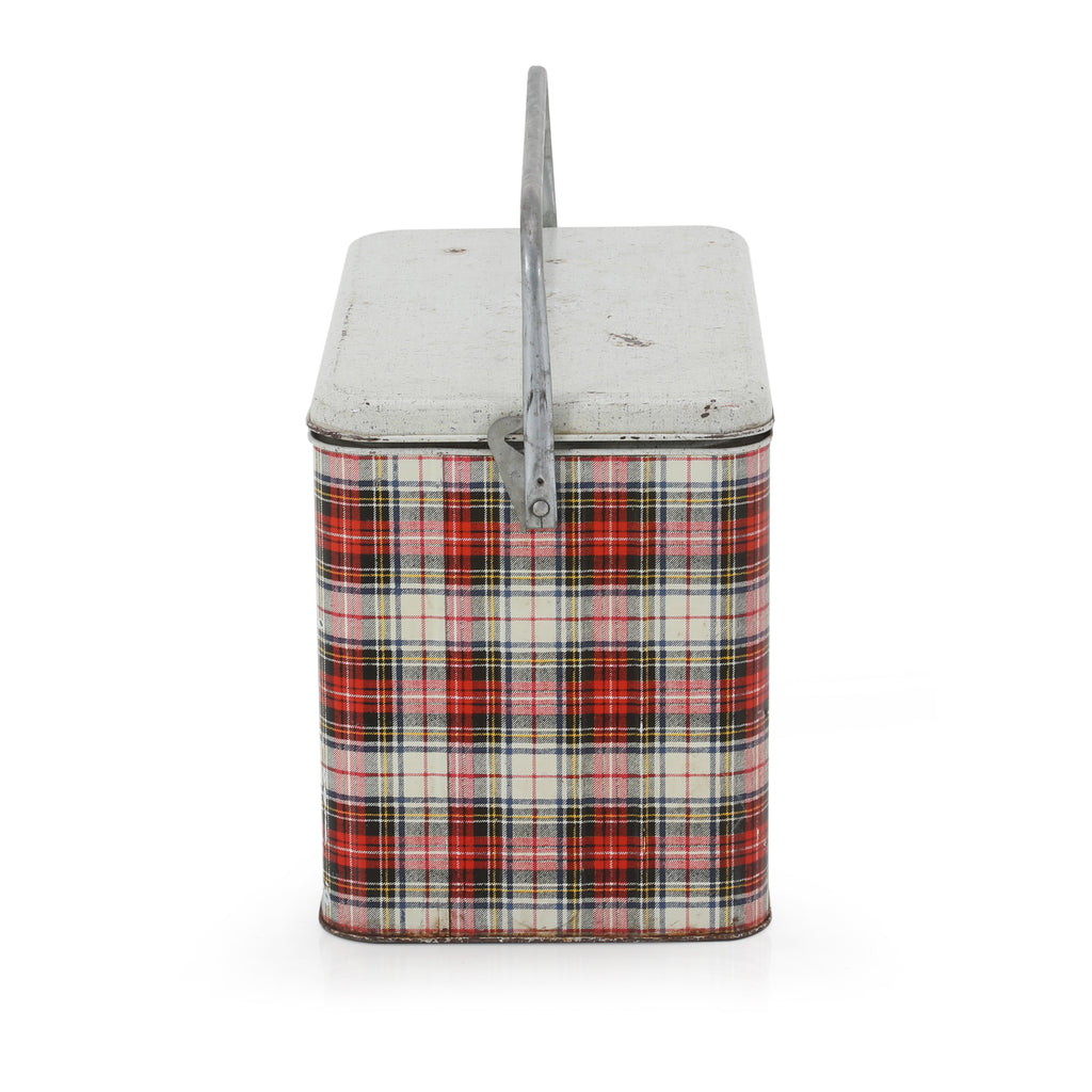 Red & White Plaid Metal Cooler
