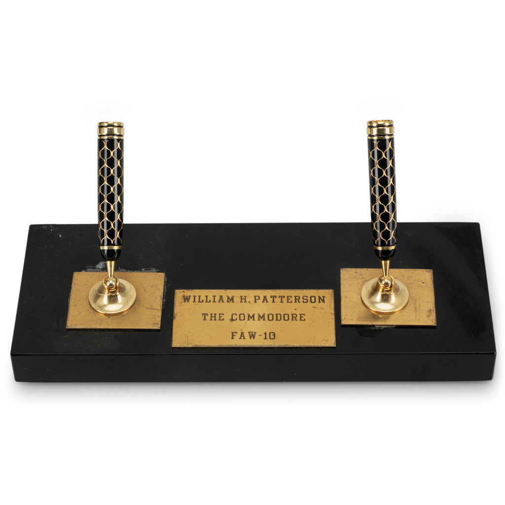 Black / Brass Double Pen Holder
