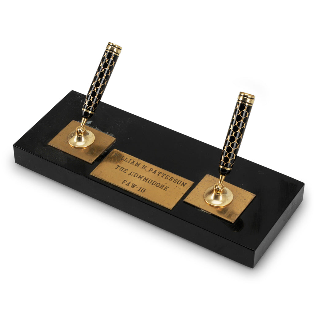 Black / Brass Double Pen Holder
