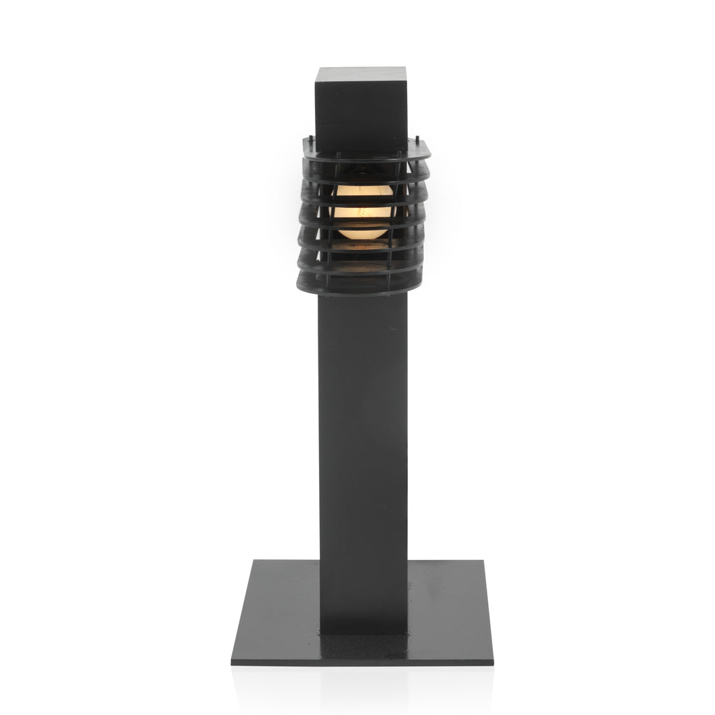 Black Outdoor Caged Walkway Lamp