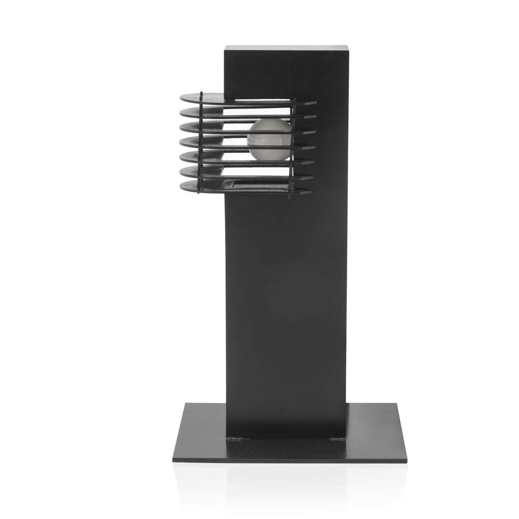 Black Outdoor Caged Walkway Lamp