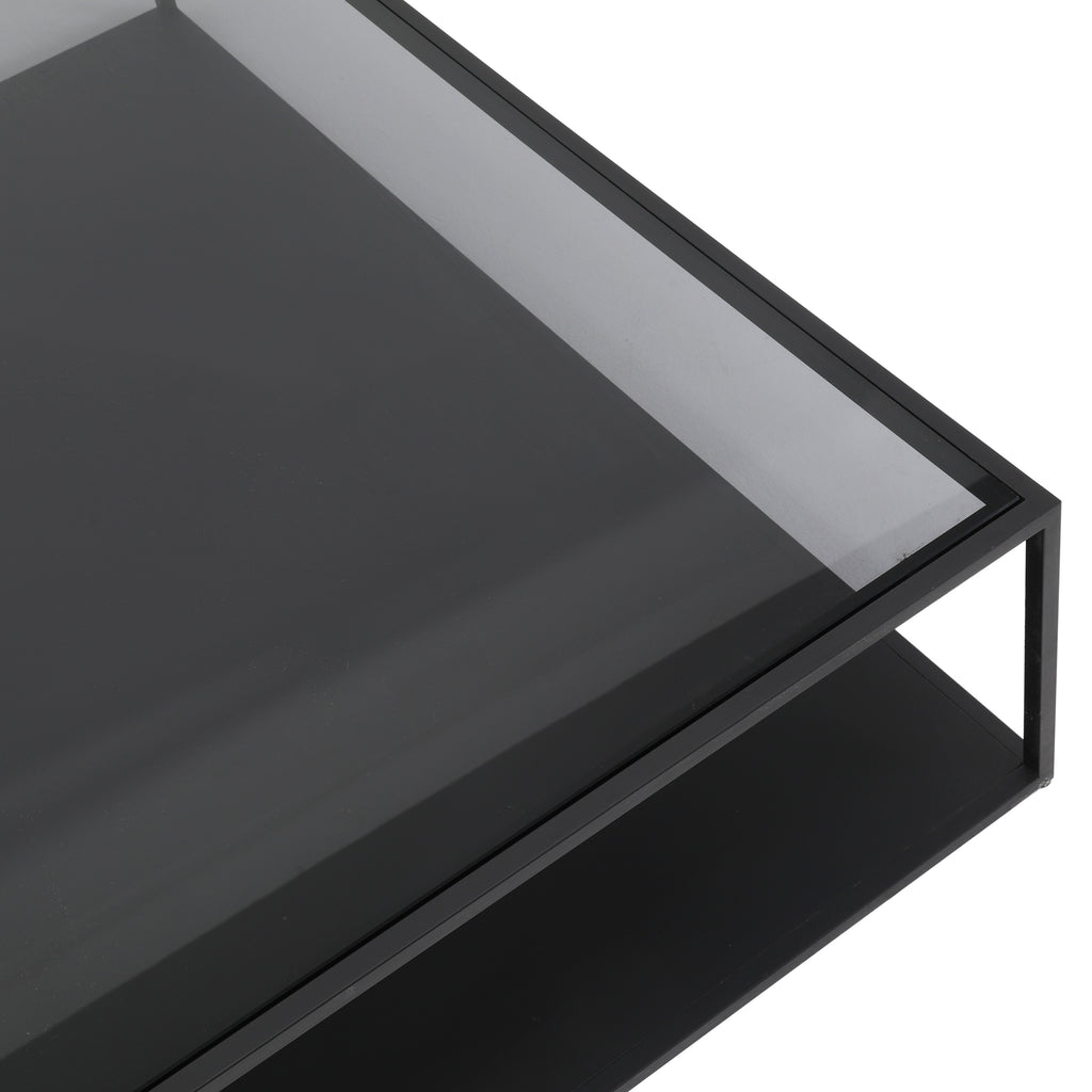 Black Metal & Glass Coffee Table