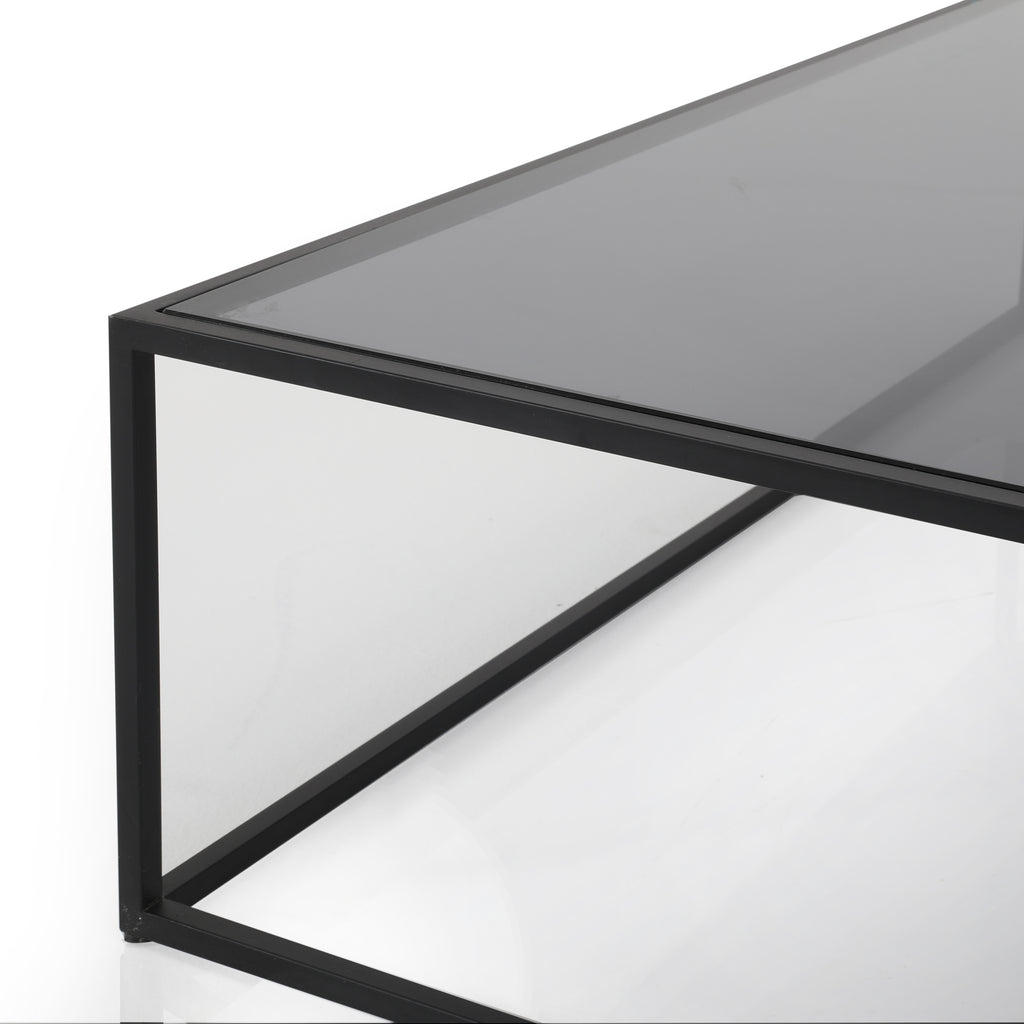 Black Metal & Glass Coffee Table