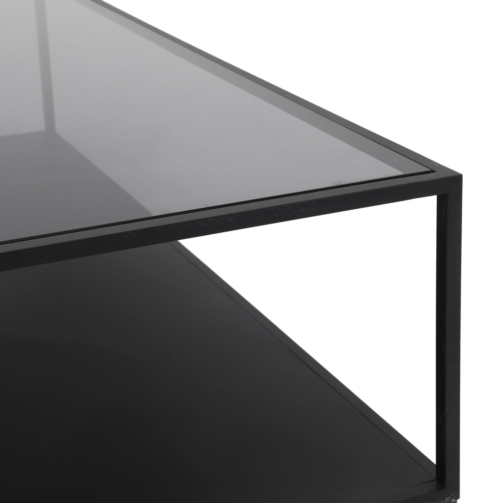 Black Metal & Glass Coffee Table