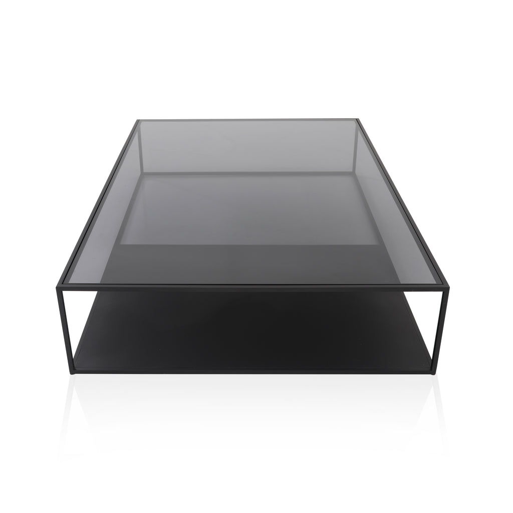 Black Metal & Glass Coffee Table