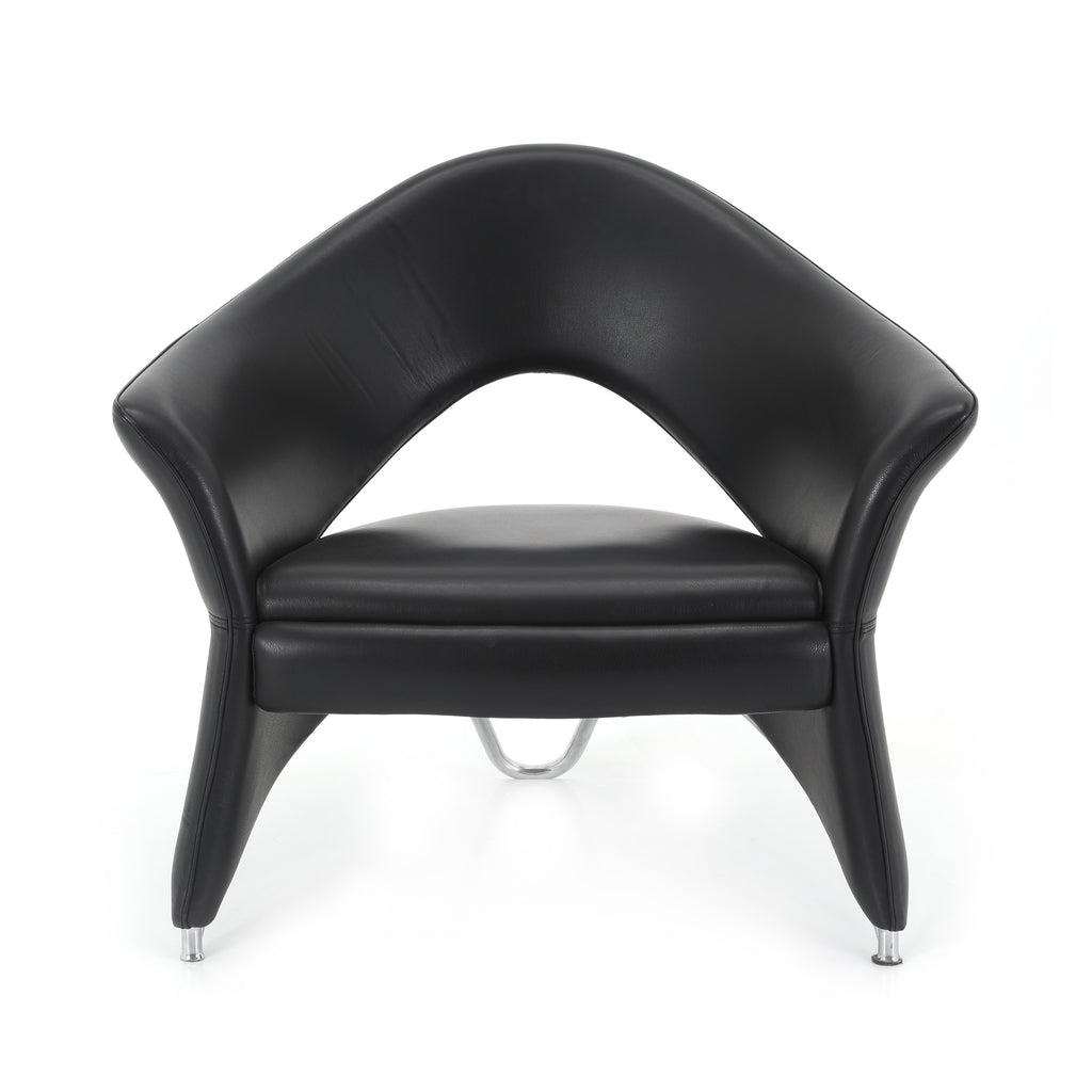 Black Leather Three Leg Chair