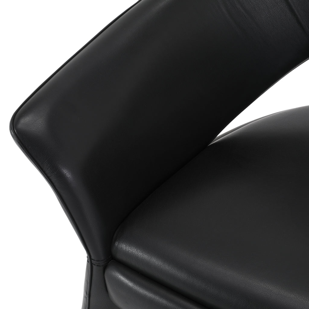 Black Leather Three Leg Chair
