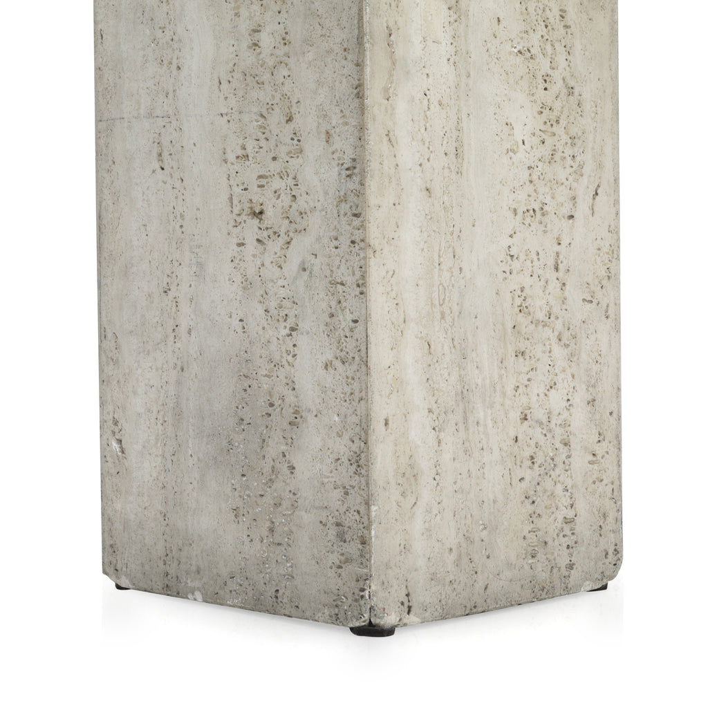 Travertine Square Glass End Table