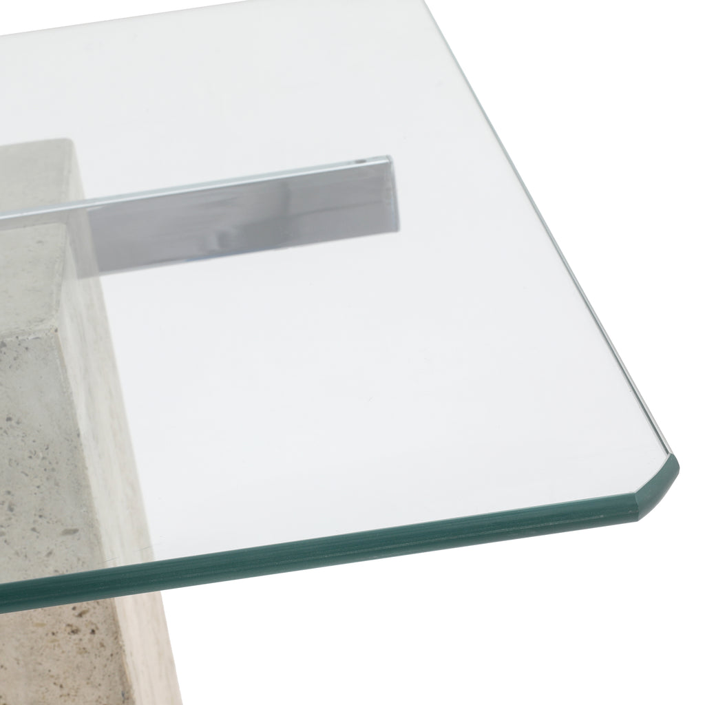 Travertine Square Glass Coffee Table