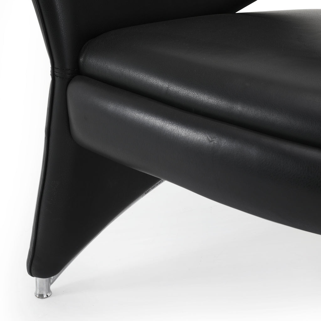 Black Leather Three Leg Chair