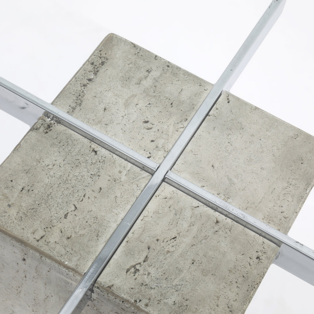 Travertine Square Glass Coffee Table