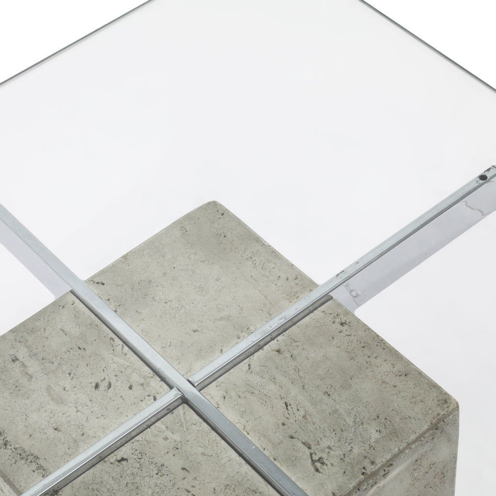 Travertine Square Glass Coffee Table