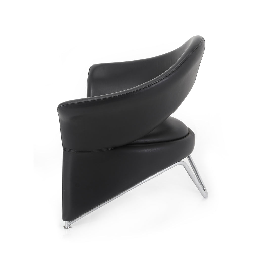 Black Leather Three Leg Chair