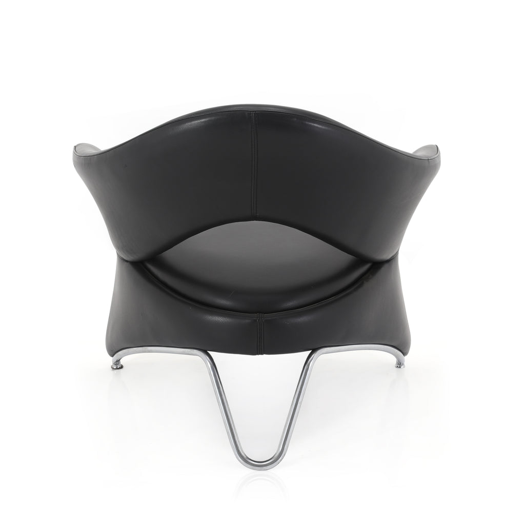 Black Leather Three Leg Chair