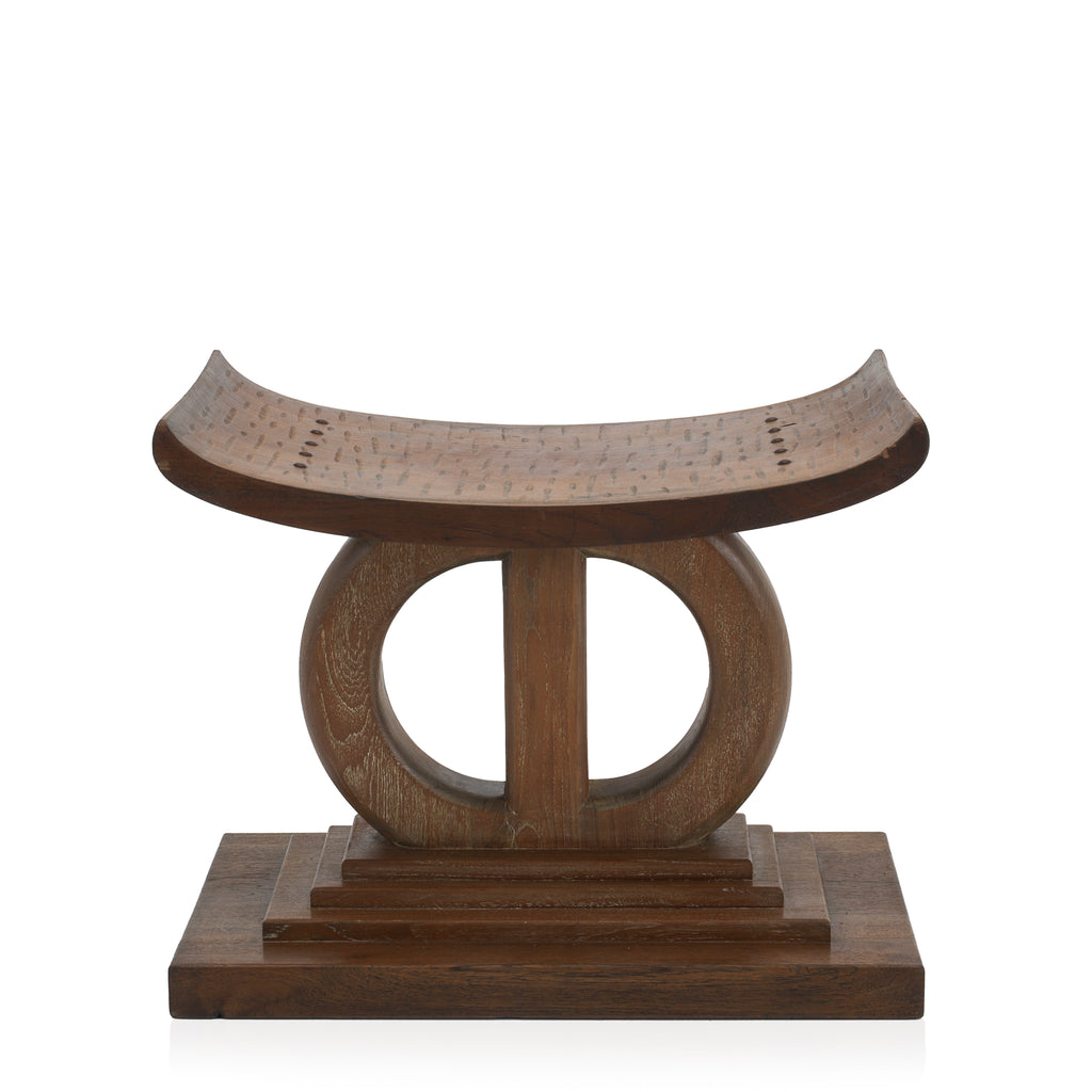 Wood Stool on Rectangular Base