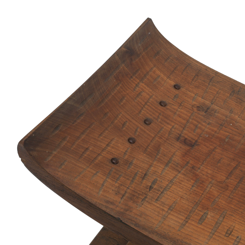 Wood Stool on Rectangular Base
