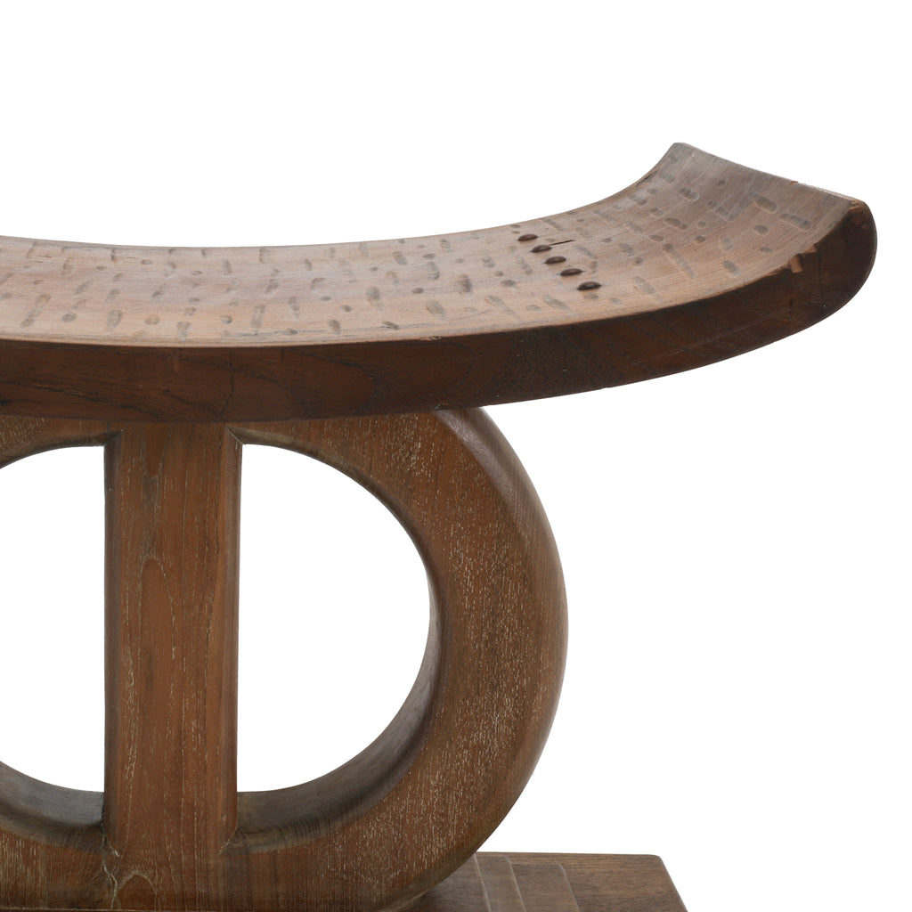 Wood Stool on Rectangular Base