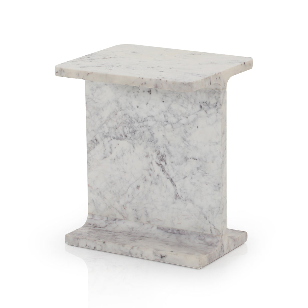 White / Grey Marble End Table