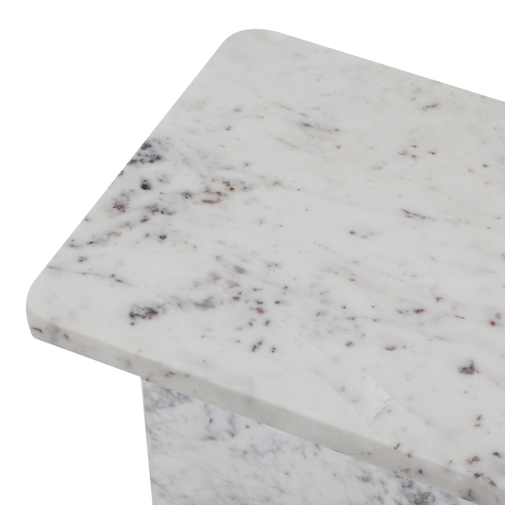 White / Grey Marble End Table