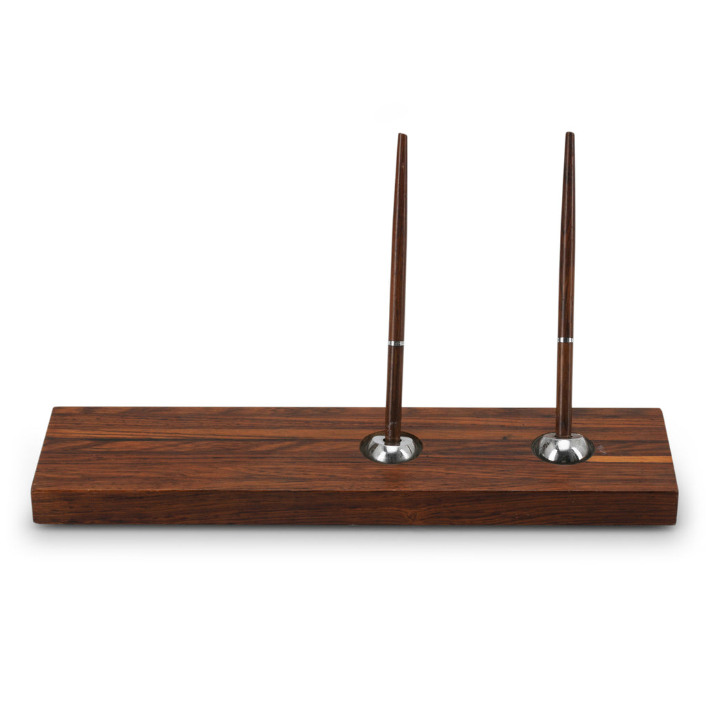 Dark Wood Double Pen Holder