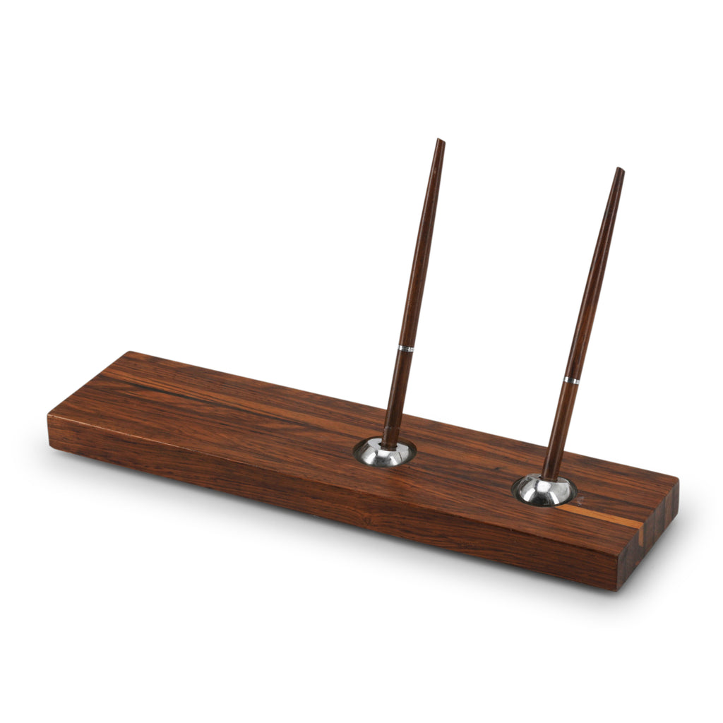 Dark Wood Double Pen Holder