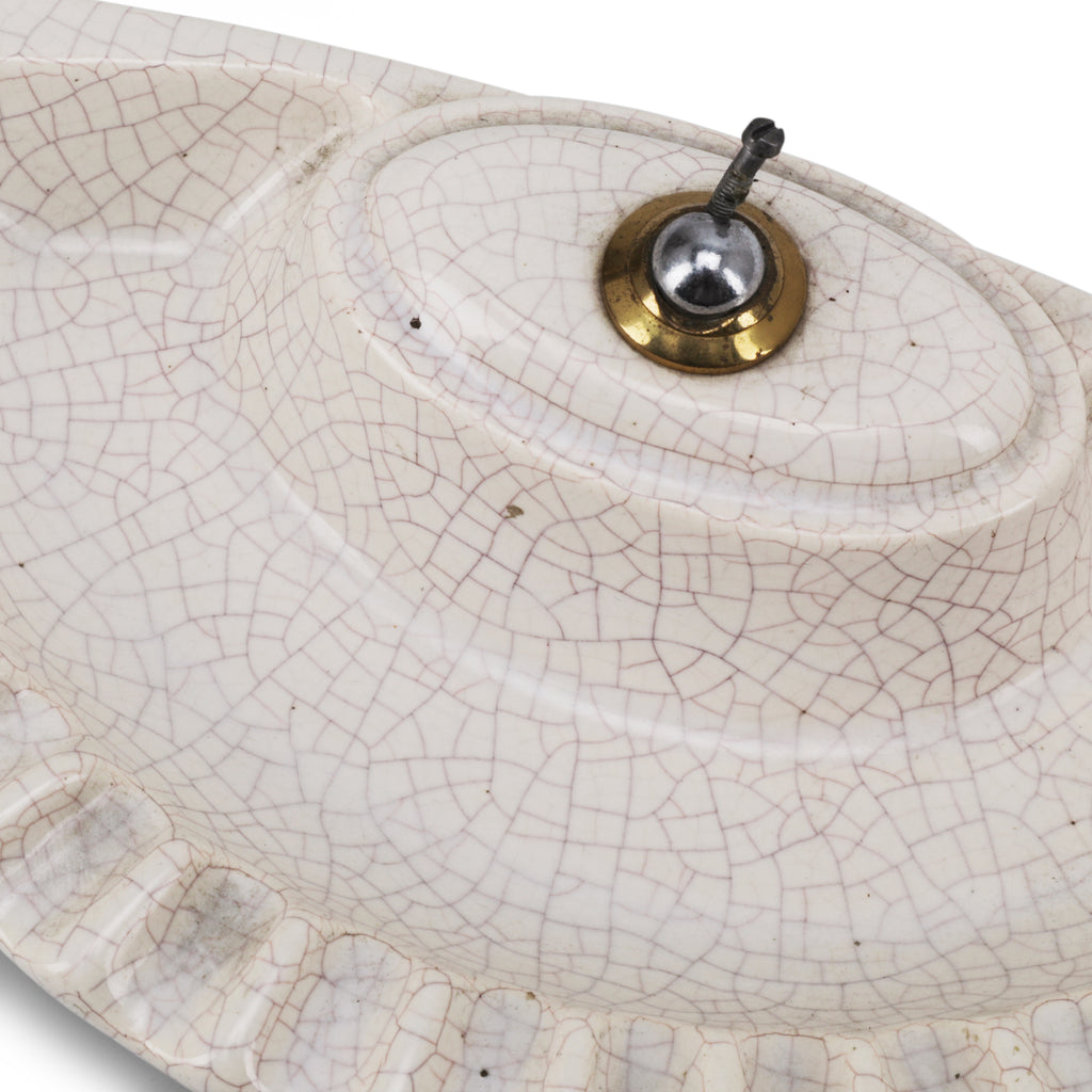 White Ceramic Semi Circle Ashtray