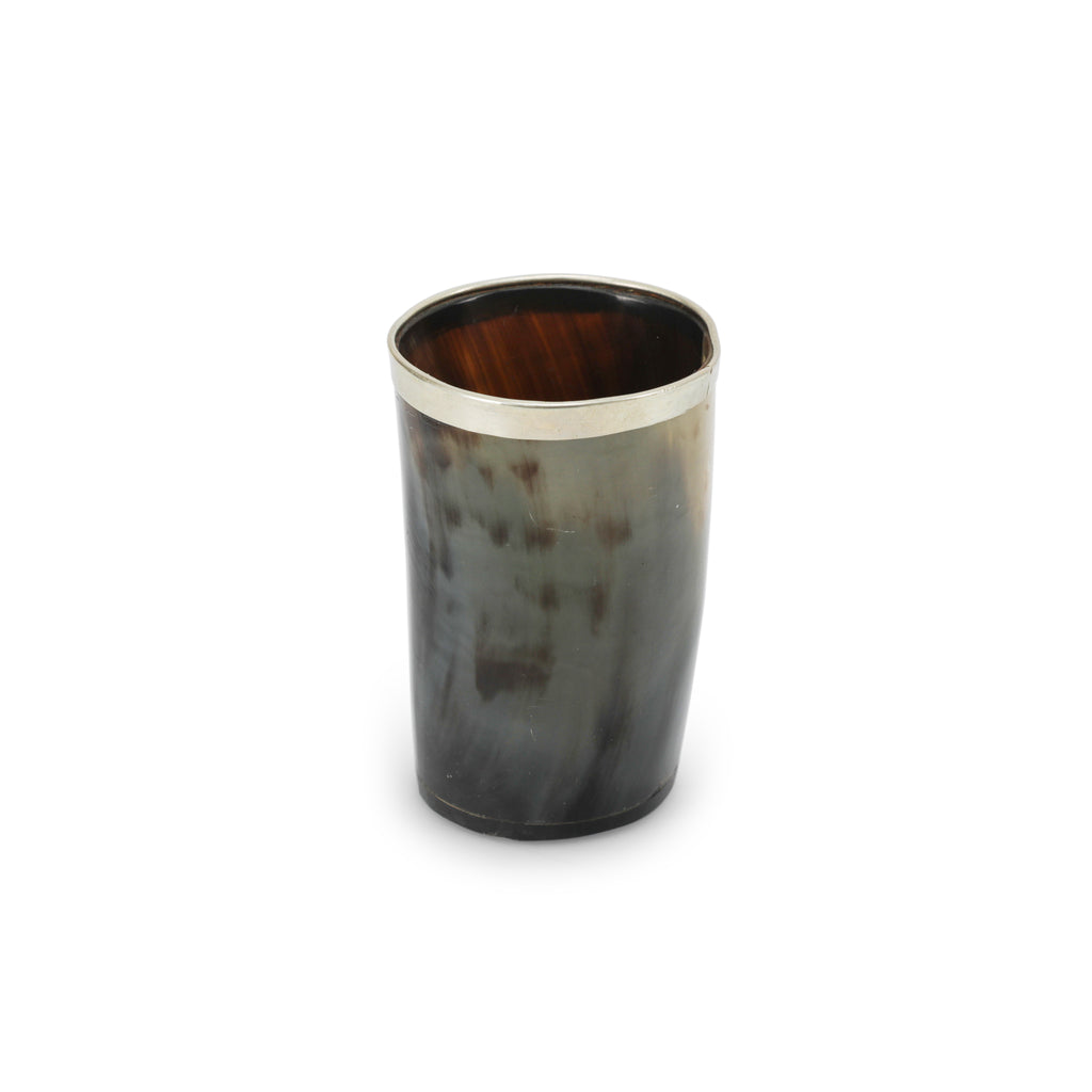 Silver Rimmed Horn Pen Cup