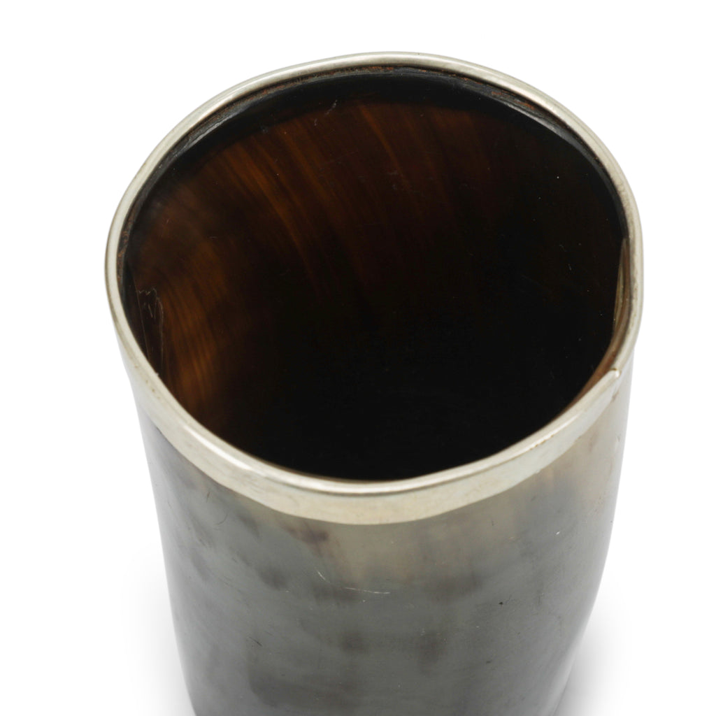 Silver Rimmed Horn Pen Cup