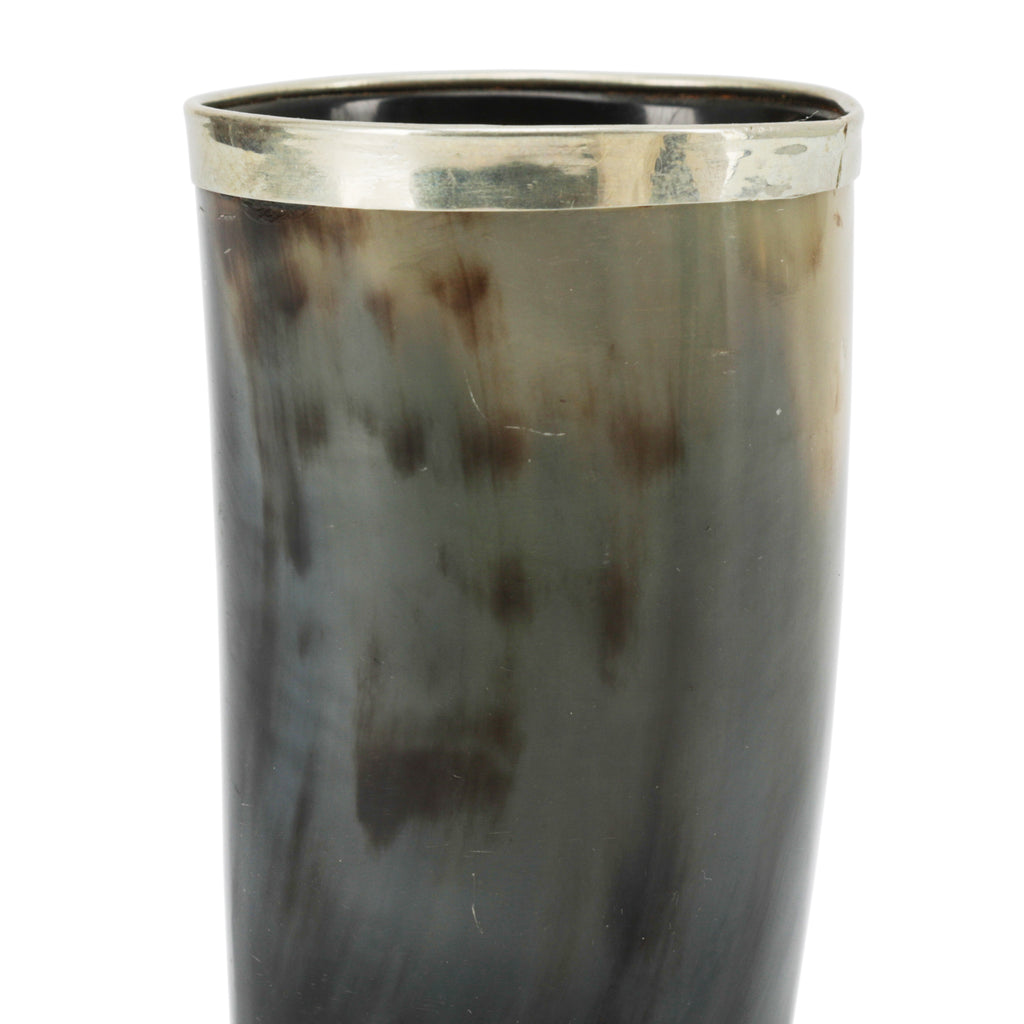 Silver Rimmed Horn Pen Cup