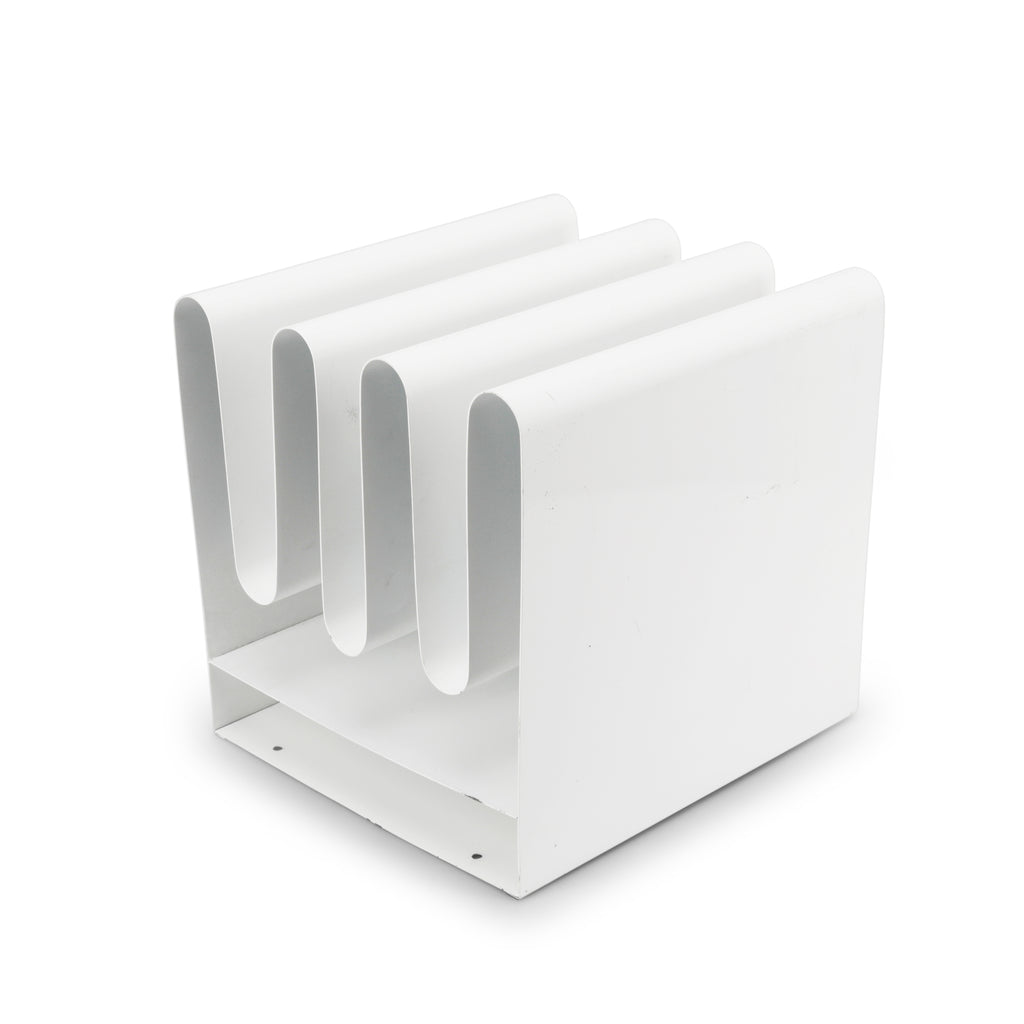 White Metal Magazine Rack