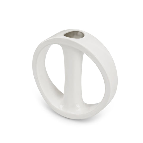 White Circular Ceramic Vase (A+D)