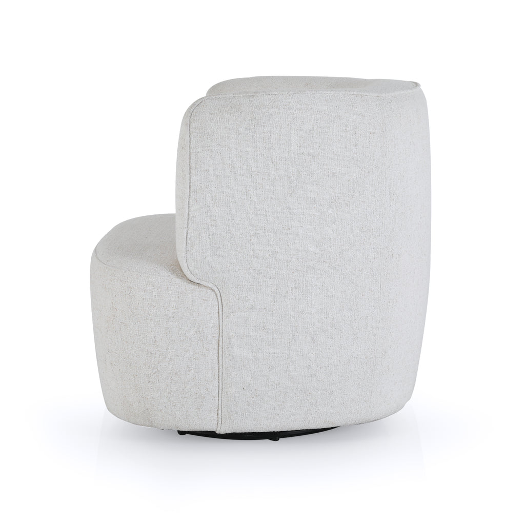 White Round Boucle Swivel Chair