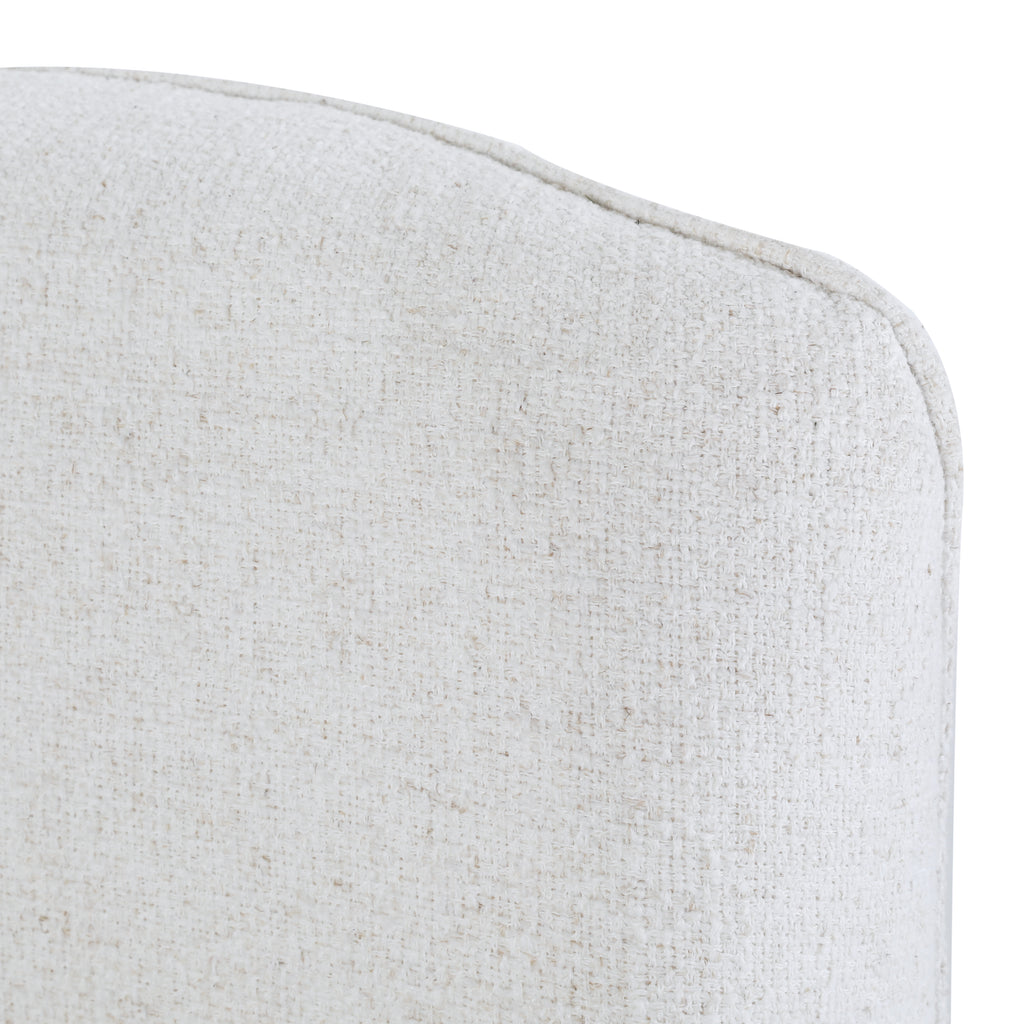 White Round Boucle Swivel Chair