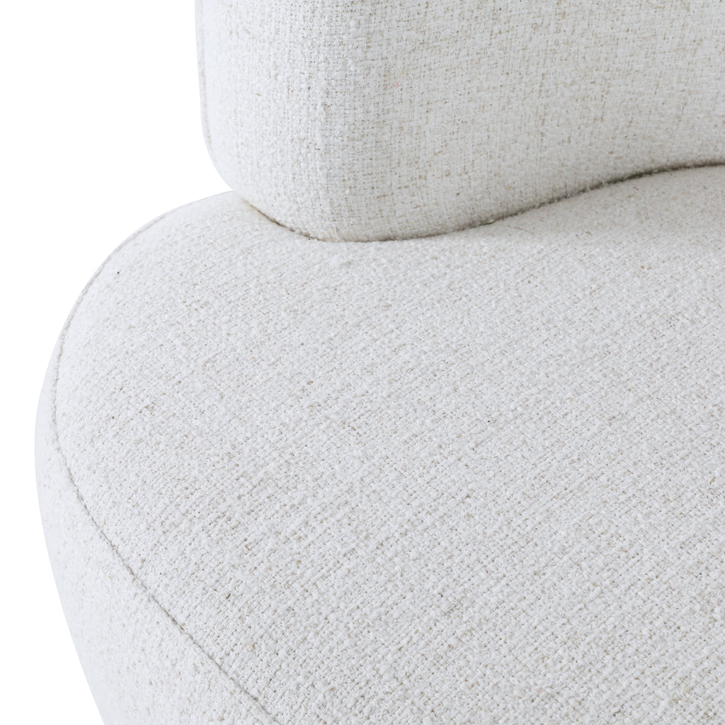White Round Boucle Swivel Chair