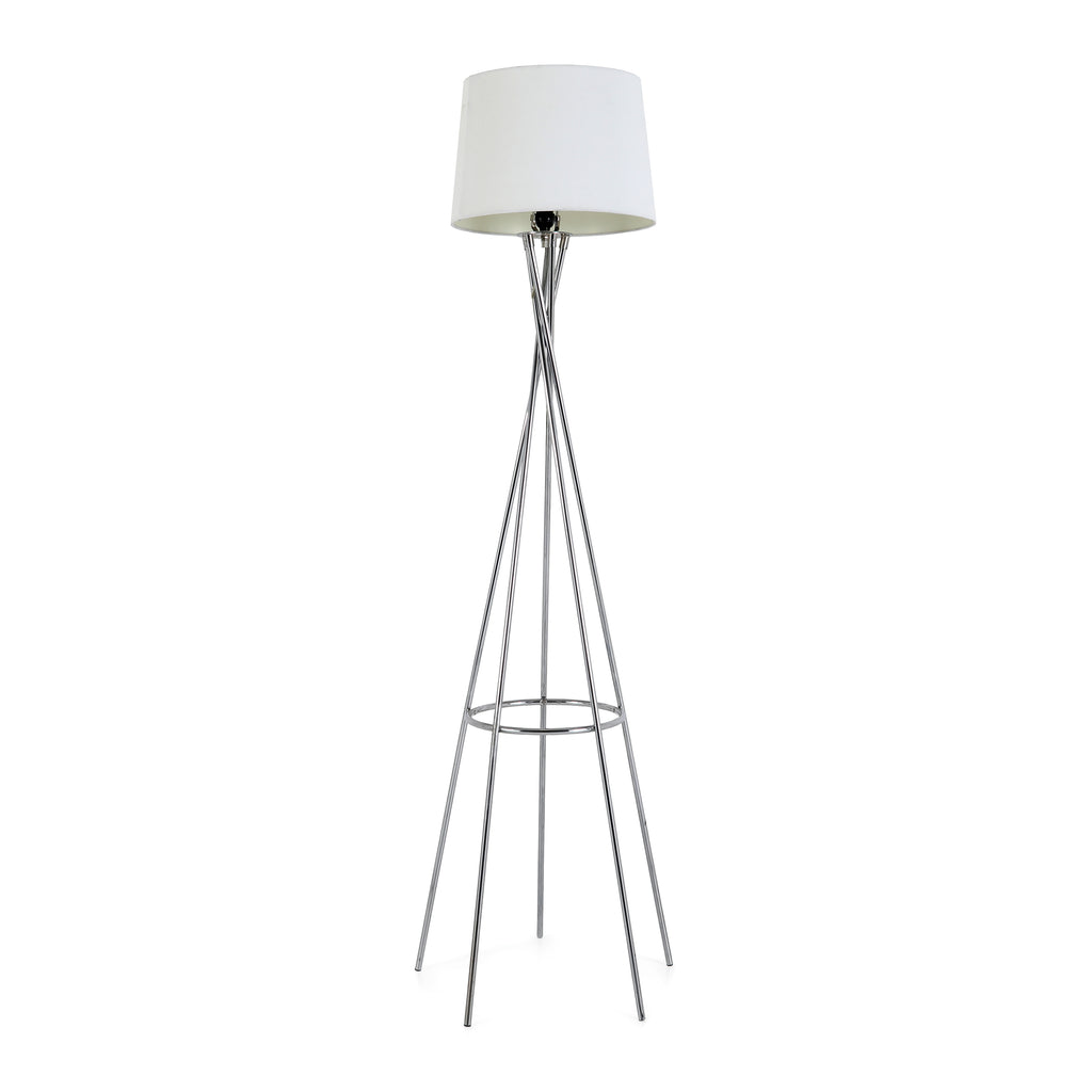 Sleek Chrome Floor Lamp w/ White Shade