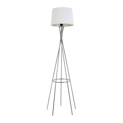 Sleek Chrome Floor Lamp w/ White Shade