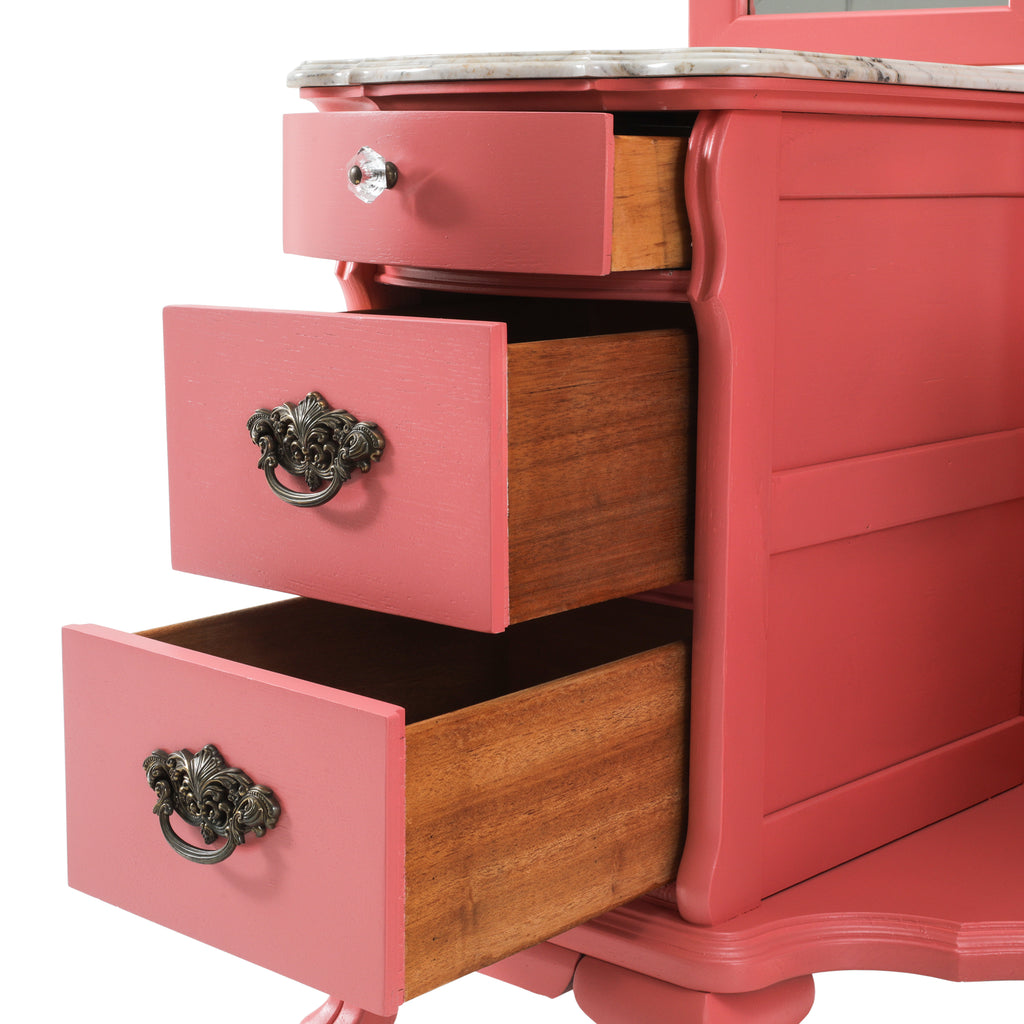 Pink Vanity w/ Marble Counter Top