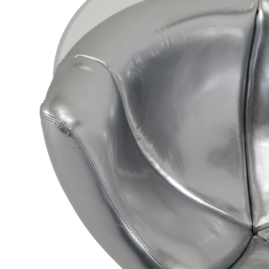 Silver Leather & Lucite Large Bucket Lounge Chair