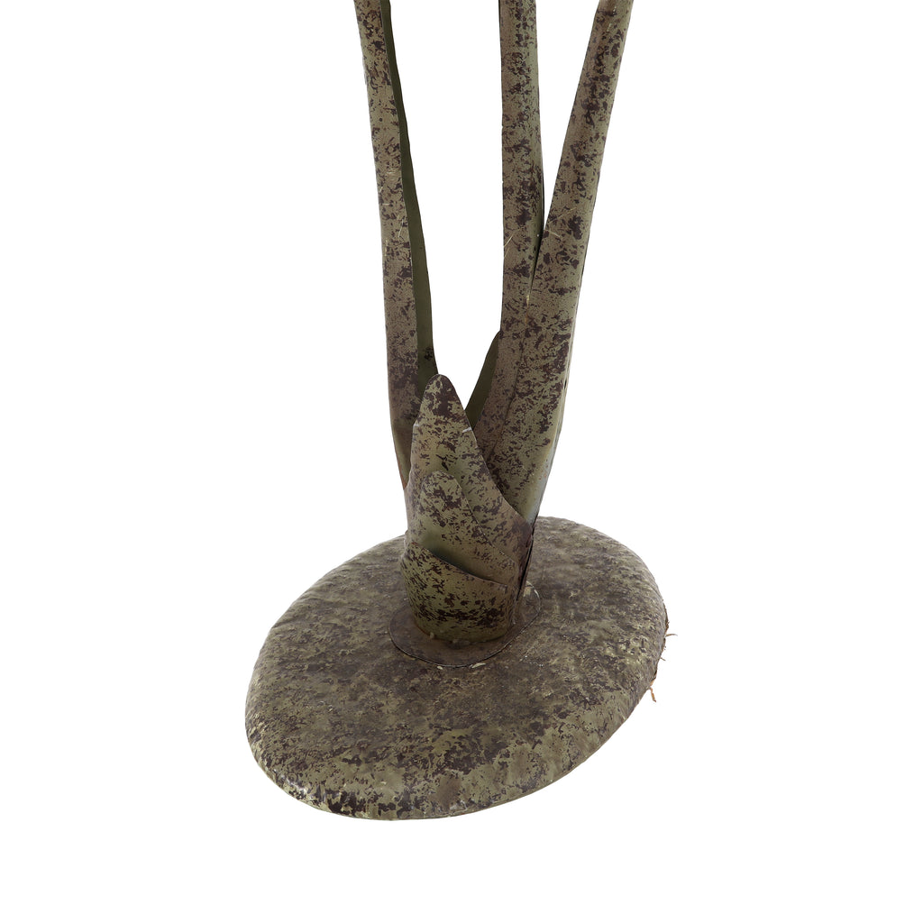 Green Metal Palm Leaf Floor Sculpture