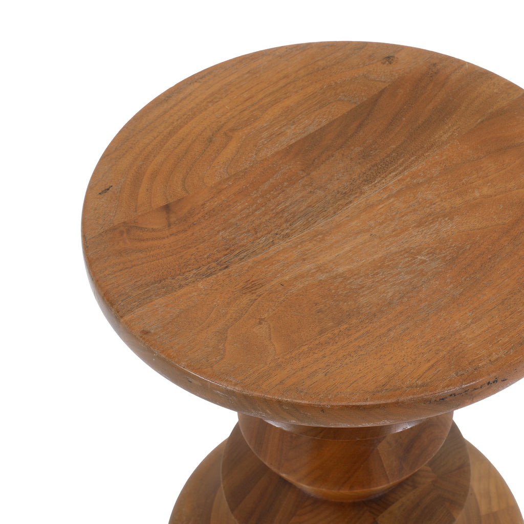 Turned Wood Side Table Pedestal